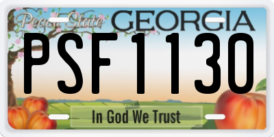 GA license plate PSF1130