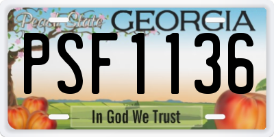 GA license plate PSF1136