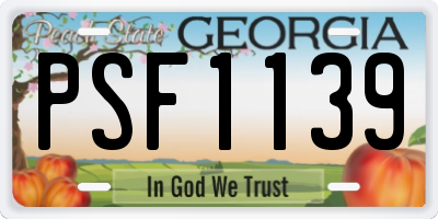 GA license plate PSF1139