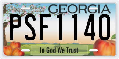 GA license plate PSF1140