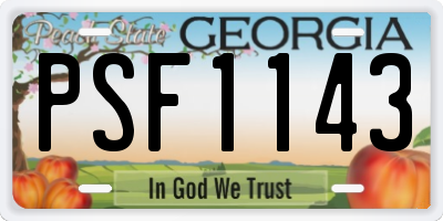 GA license plate PSF1143