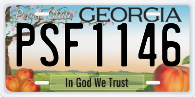 GA license plate PSF1146