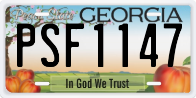 GA license plate PSF1147