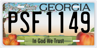 GA license plate PSF1149