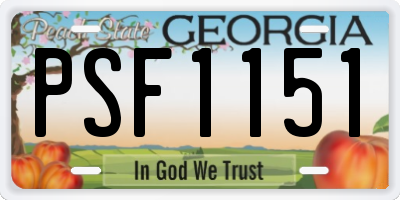 GA license plate PSF1151