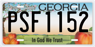 GA license plate PSF1152