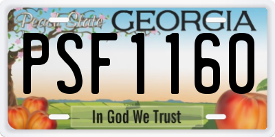 GA license plate PSF1160