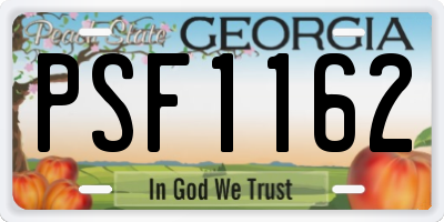 GA license plate PSF1162