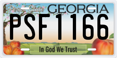 GA license plate PSF1166