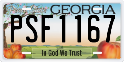 GA license plate PSF1167