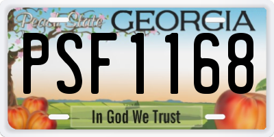GA license plate PSF1168