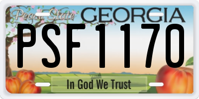 GA license plate PSF1170