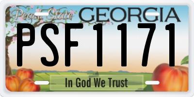 GA license plate PSF1171