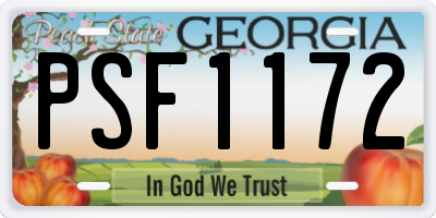 GA license plate PSF1172
