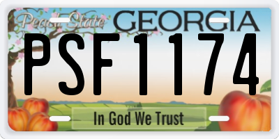 GA license plate PSF1174