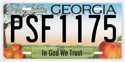 GA license plate PSF1175