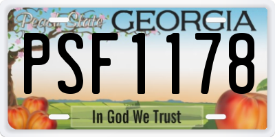 GA license plate PSF1178