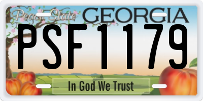 GA license plate PSF1179