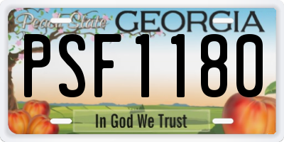 GA license plate PSF1180