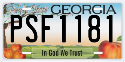 GA license plate PSF1181