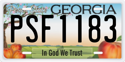 GA license plate PSF1183