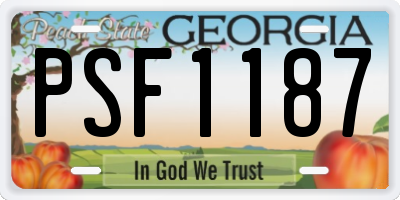 GA license plate PSF1187