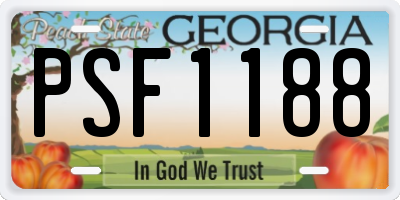 GA license plate PSF1188