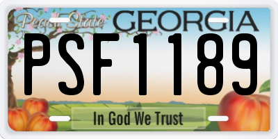 GA license plate PSF1189