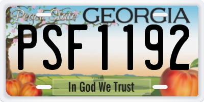 GA license plate PSF1192