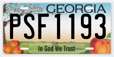 GA license plate PSF1193