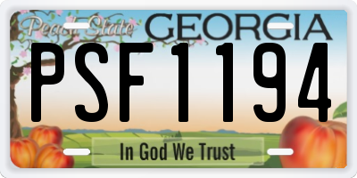 GA license plate PSF1194
