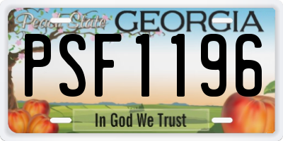 GA license plate PSF1196