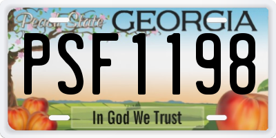 GA license plate PSF1198