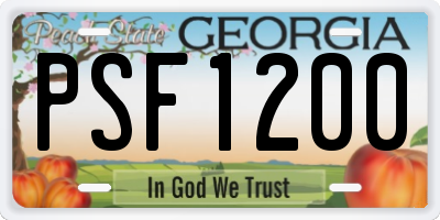 GA license plate PSF1200