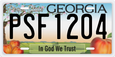 GA license plate PSF1204