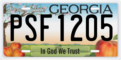 GA license plate PSF1205