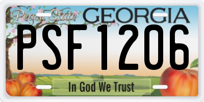 GA license plate PSF1206