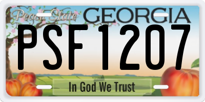 GA license plate PSF1207