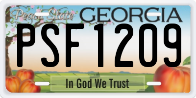 GA license plate PSF1209