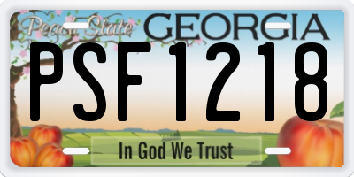 GA license plate PSF1218