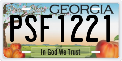 GA license plate PSF1221