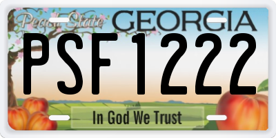 GA license plate PSF1222