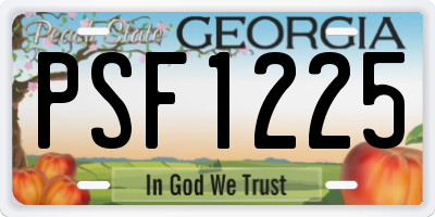 GA license plate PSF1225