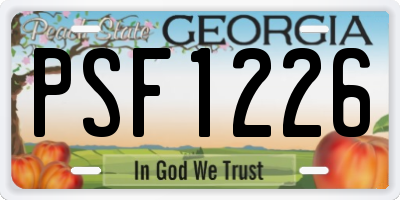 GA license plate PSF1226