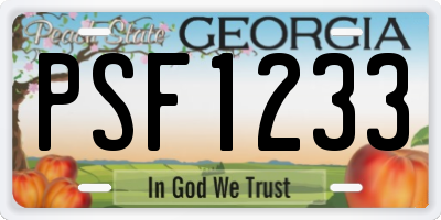 GA license plate PSF1233