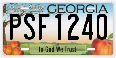 GA license plate PSF1240
