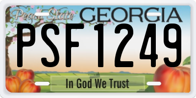 GA license plate PSF1249