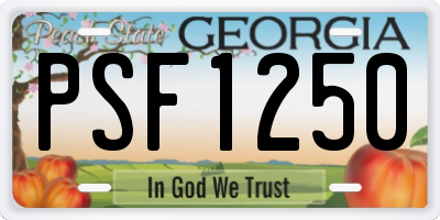 GA license plate PSF1250