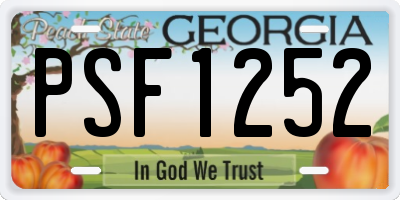 GA license plate PSF1252