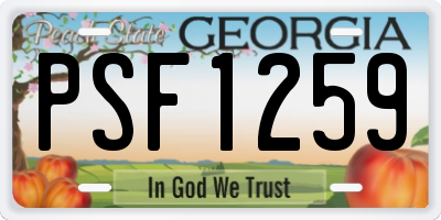 GA license plate PSF1259